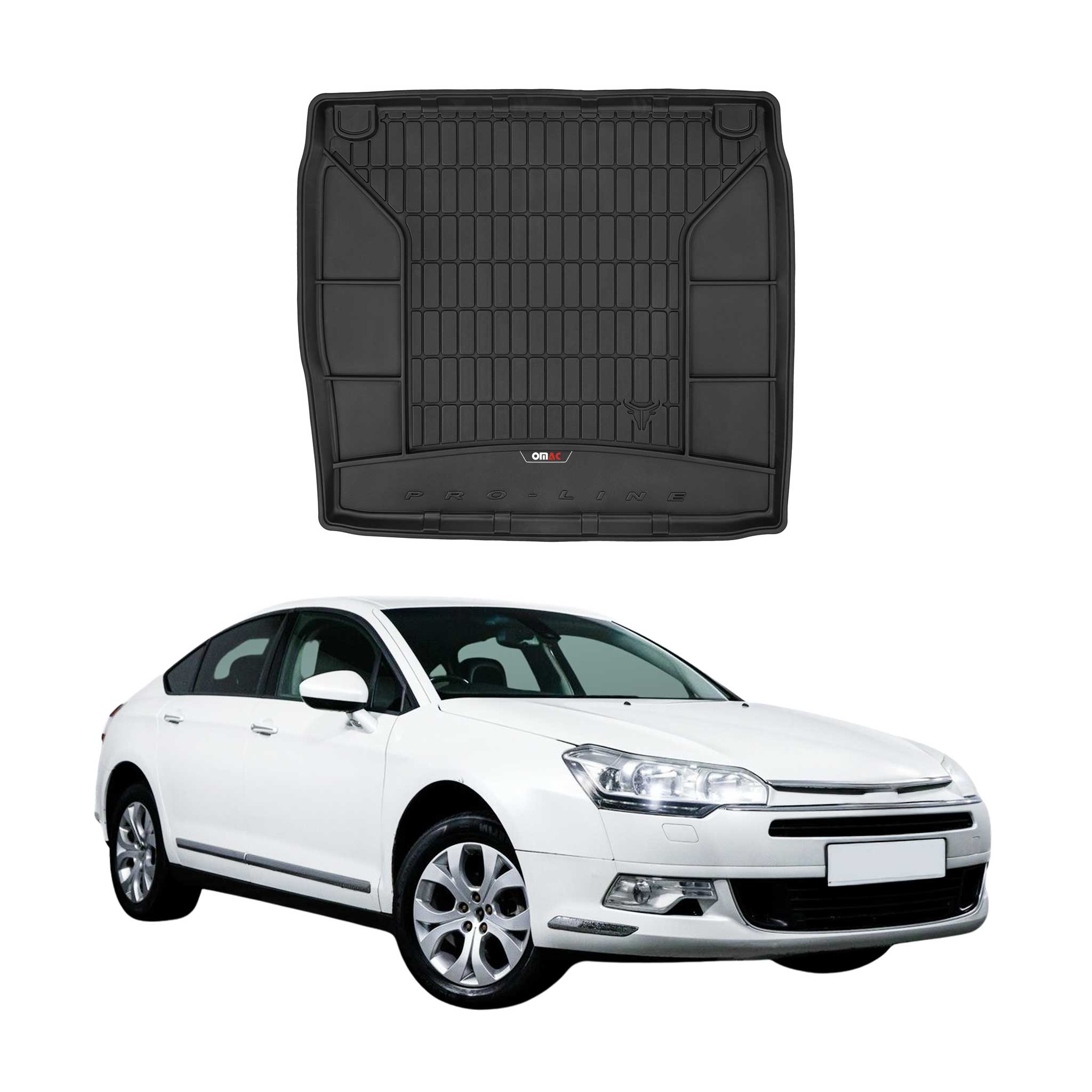 OMAC Tapis De Coffre caoutchouc pour Citroen C5 Berline 2008-2017 Noir Premium