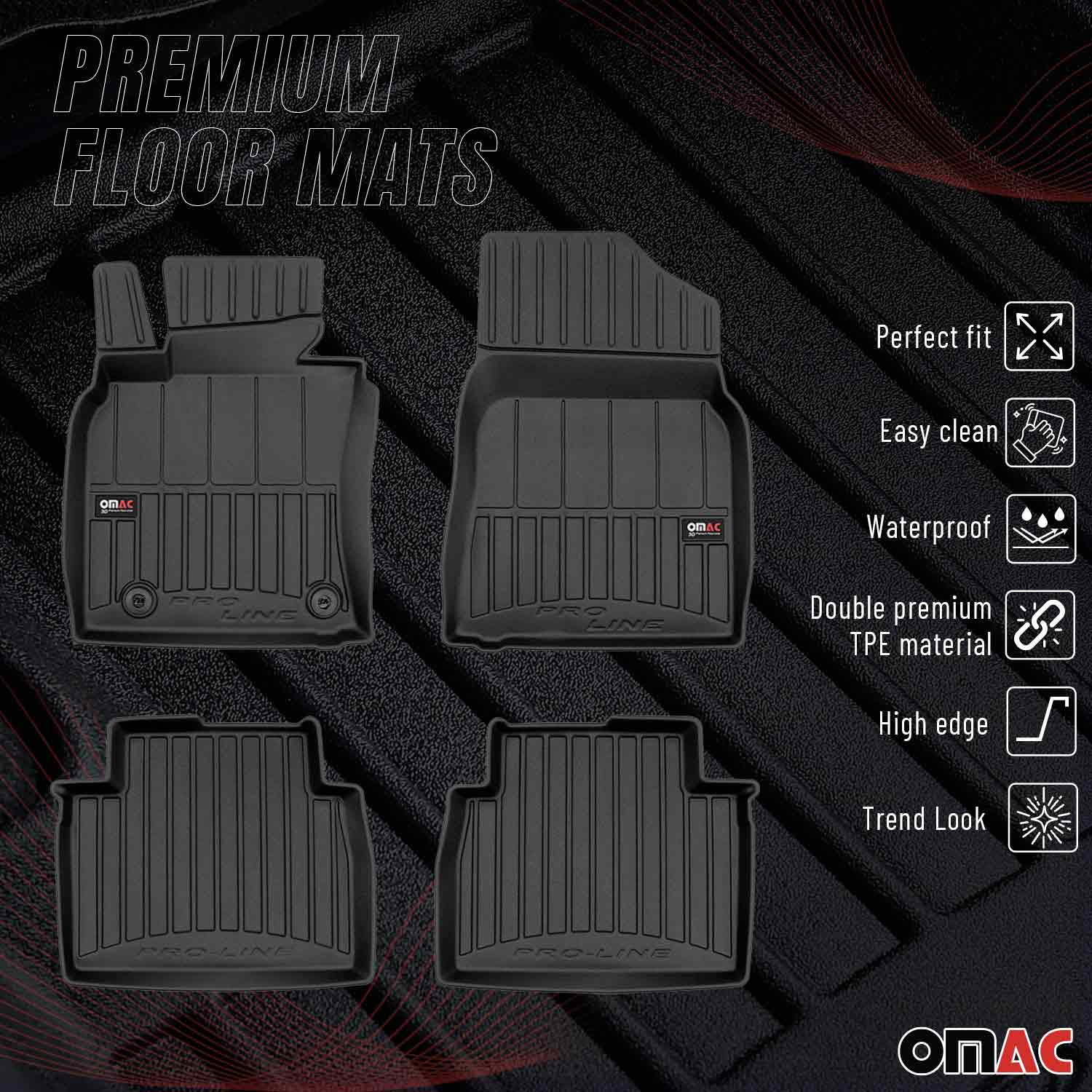 OMAC Tapis de sol en caoutchouc pour Toyota Camry 2018-2023 Noir Premium