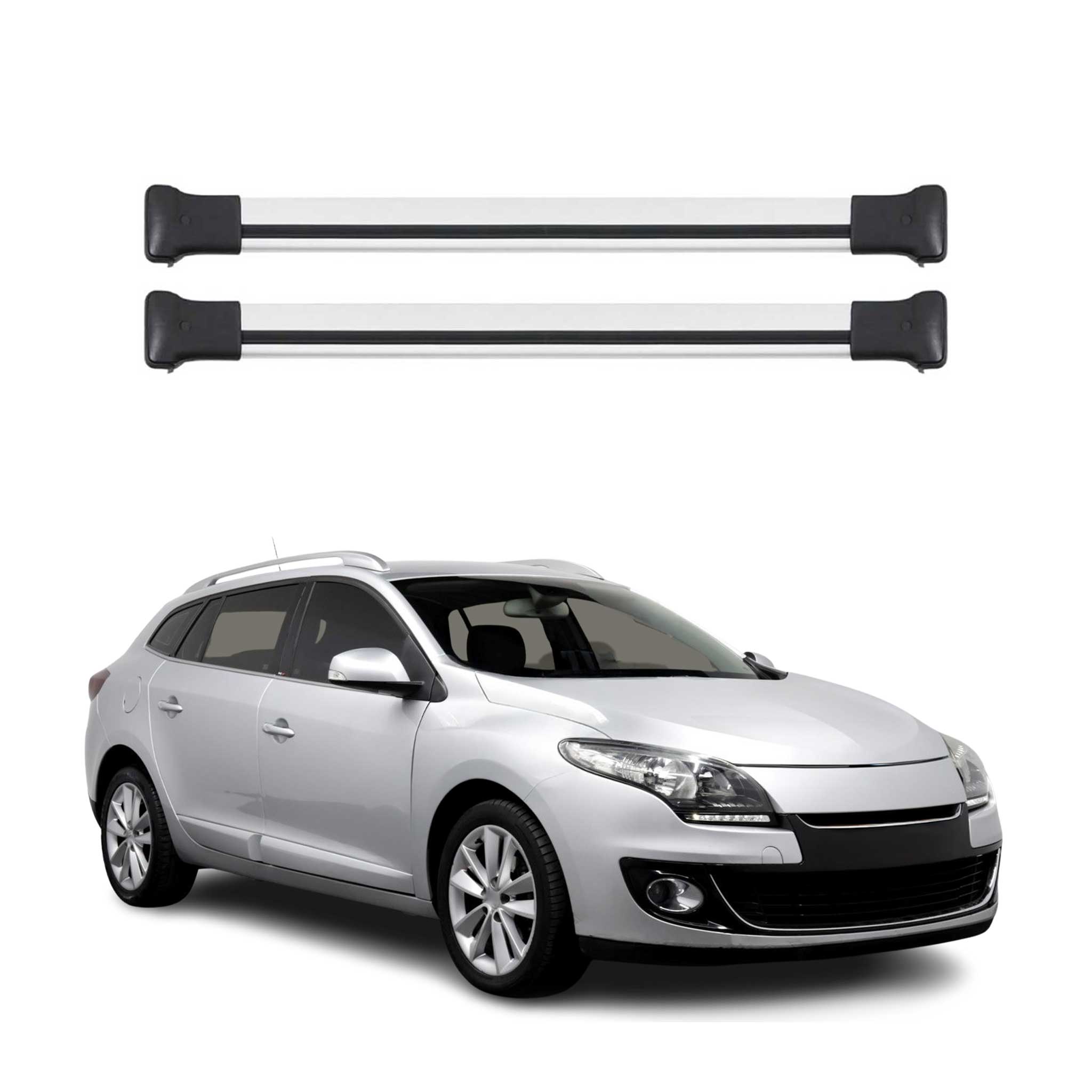 Barres de toit transversales pour Renault Megane 2009-2016 Aluminium Gris