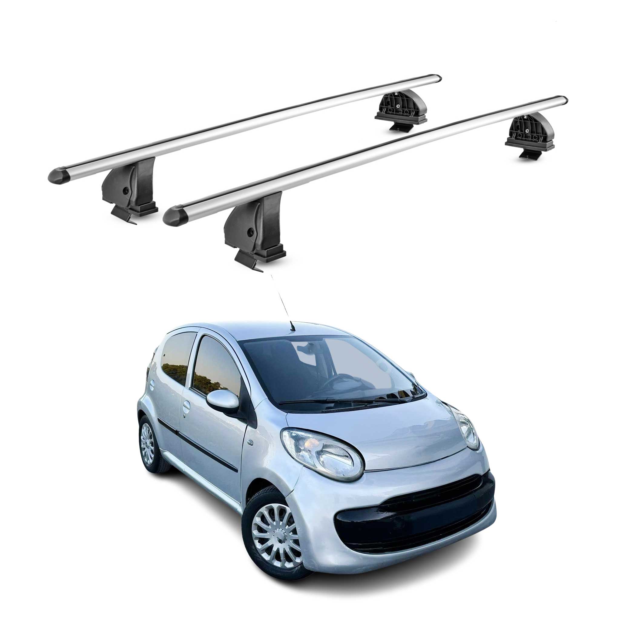 Barres de toit transversales Alu pour Citroen C1 I 2005-2014 TÜV 75 kg Gris 2Pcs