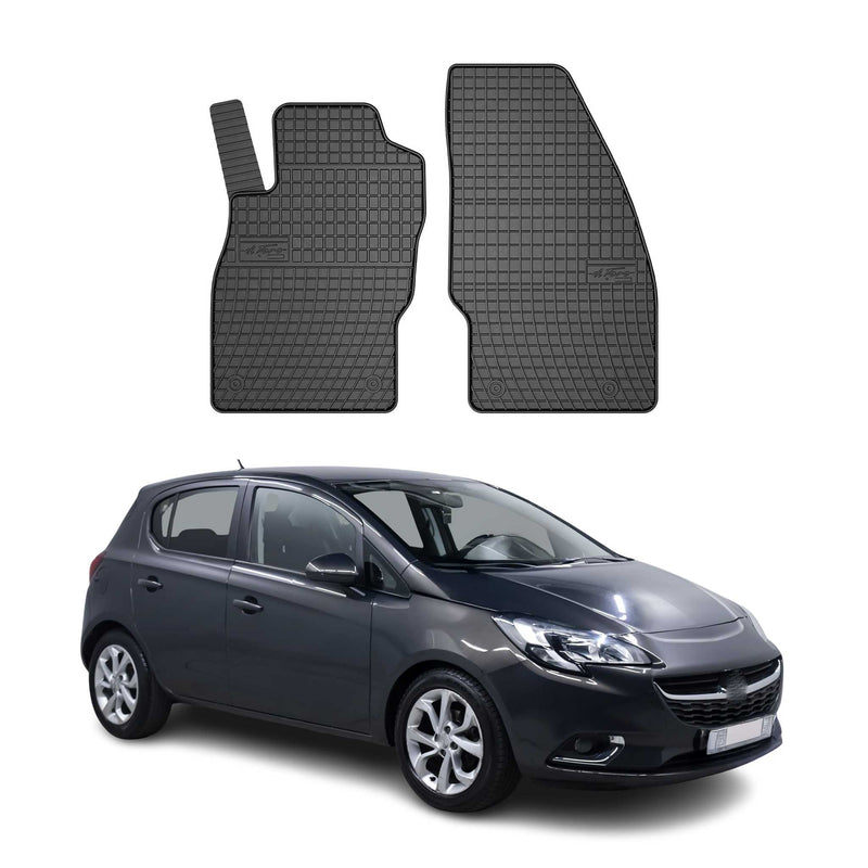 Tapis de sol pour Opel Corsa E 2014-2019 en caoutchouc Noir 2 Pcs