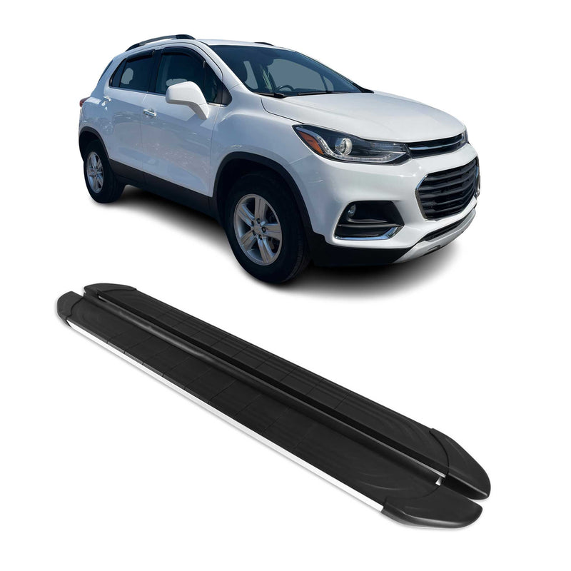 Marchepieds Latéraux pour Chevrolet Trax 2012-2024 Aluminium Gris Noir 2Pcs