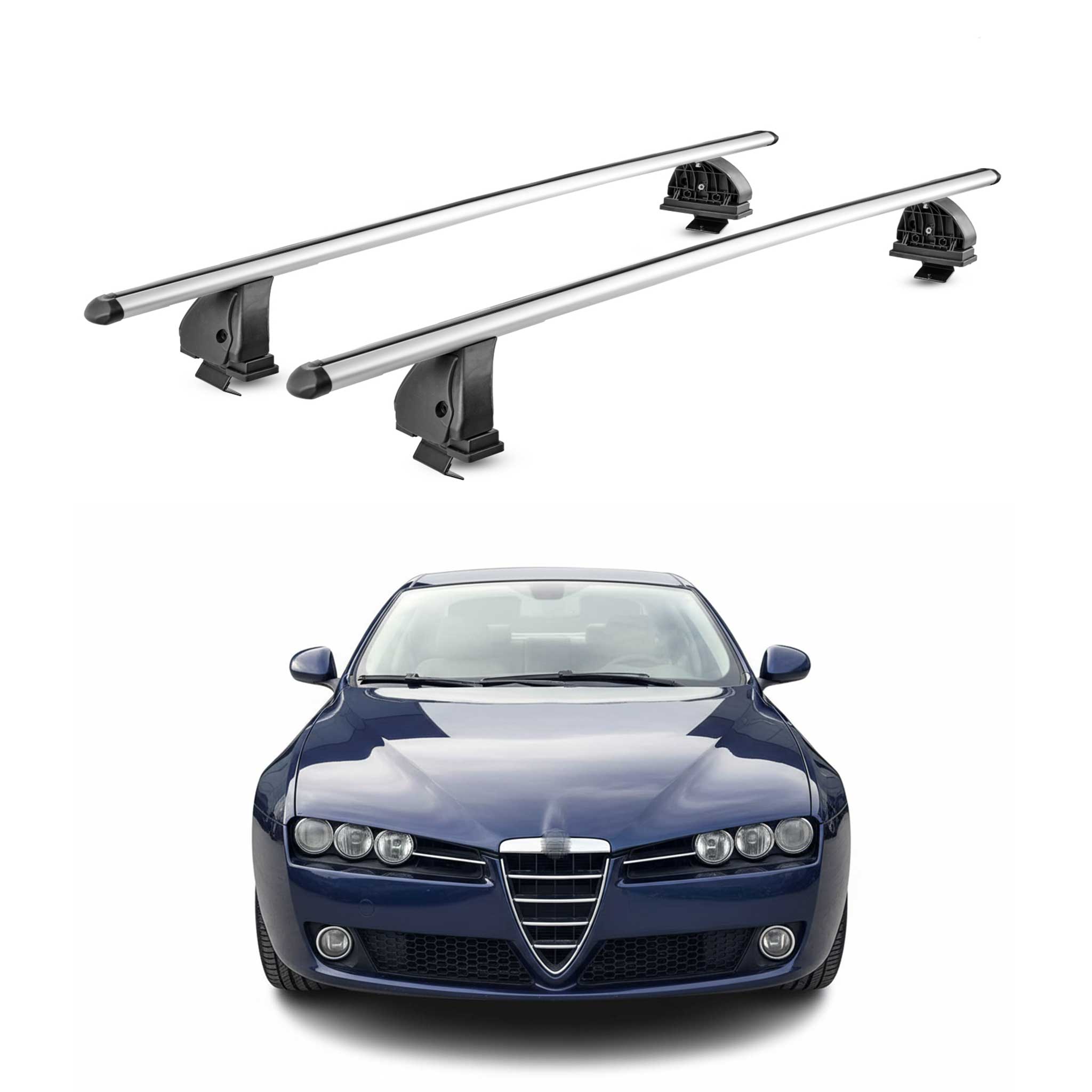 Barres de toit transversales Alu pour Alfa Romeo 159 Berline Break 2005-2012