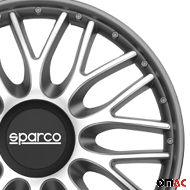 SPARCO Jeu Enjoliveurs de Roues 14 Pouces Argenté Gris en ABS 4 piéces