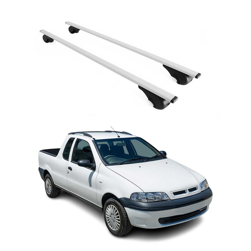 Barres de toit Transversales pour Fiat Strada 2004-2024 Fer Argent