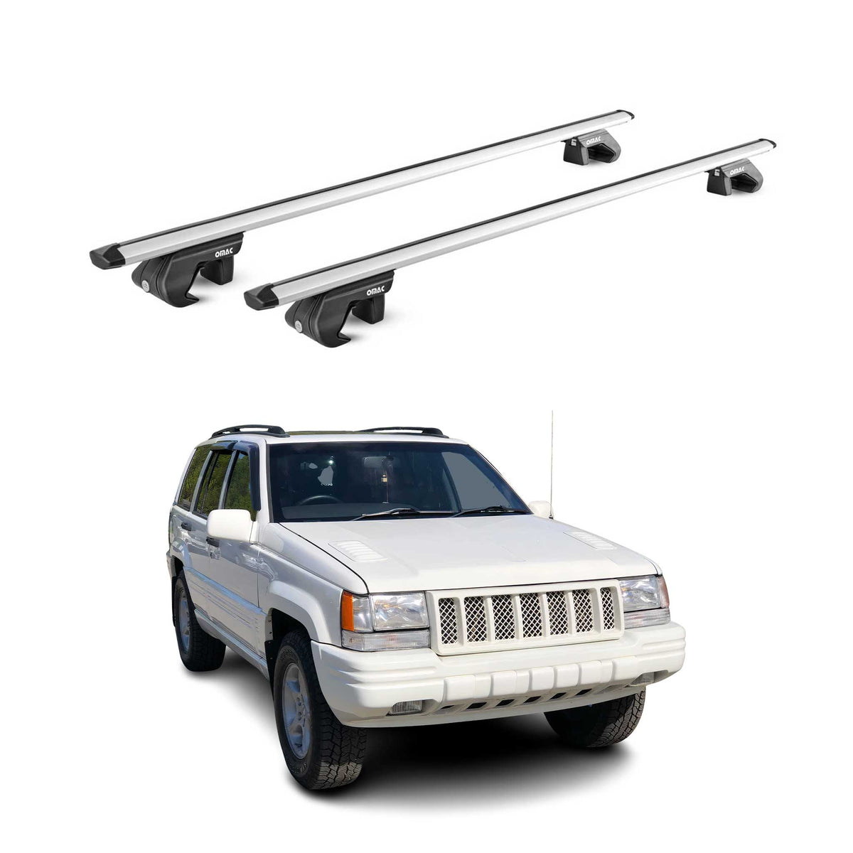 Barres de toit transversales ABE pour Jeep Grand Cherokee ZJ 1992-98 Alu Gris 2x