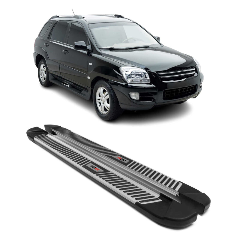 Marchepieds Latéraux pour Kia Sportage 2004-2010 Noir Gris Aluminium 2Pcs
