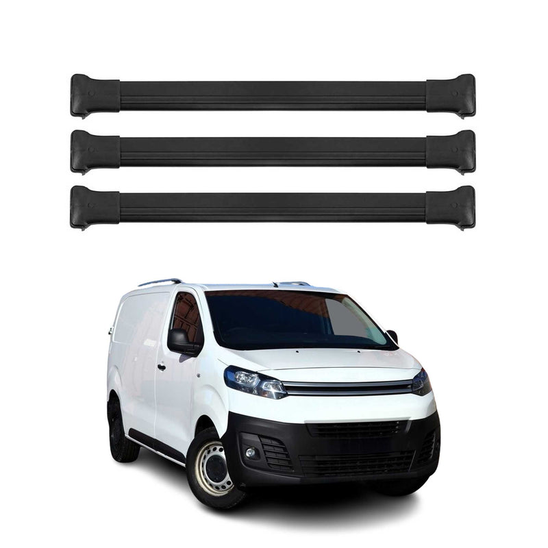 Barres de toit transversales pour Citroen Jumpy 2016-2025 Aluminium Noir 3 pcs