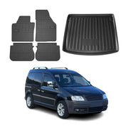 Kit Tapis de sol et coffre pour VW Caddy Life 2008-2011 TPE Noir
