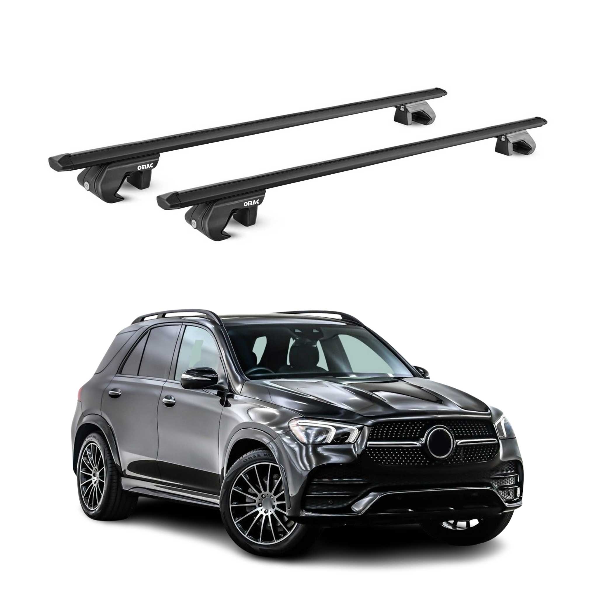 Barres de toit transversales ABE pour Mercedes GLE V167 2019-2026 Alu Noir 2x
