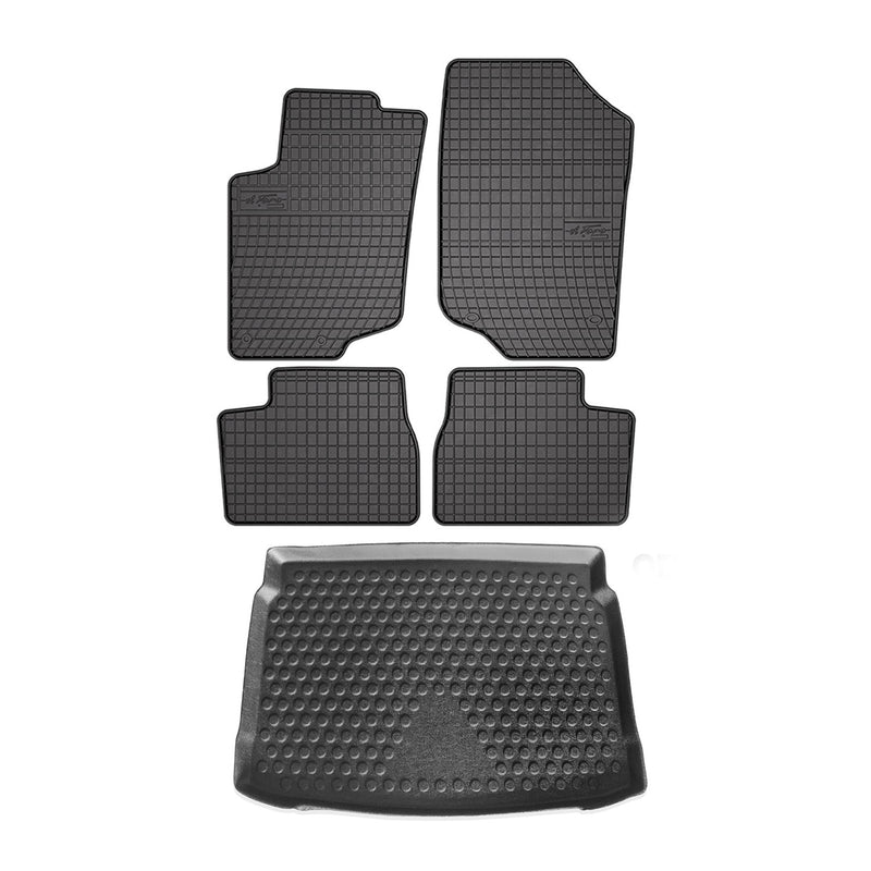 Kit Tapis de sol et coffre pour Peugeot 207 2006-2012 HB TPE Noir