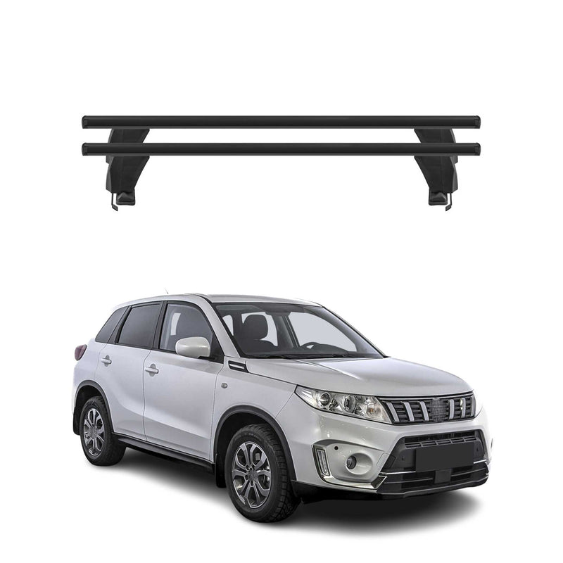 Menabo Barres de toit Transversales pour Suzuki Vitara 2015-2020 Alu Noir 2x ABE