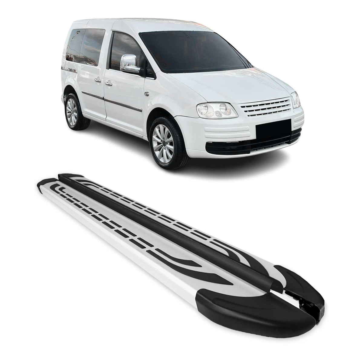 Marchepieds Latéraux pédale pour VW Caddy 2003-2020 L1 Aluminium Gris 2Pcs