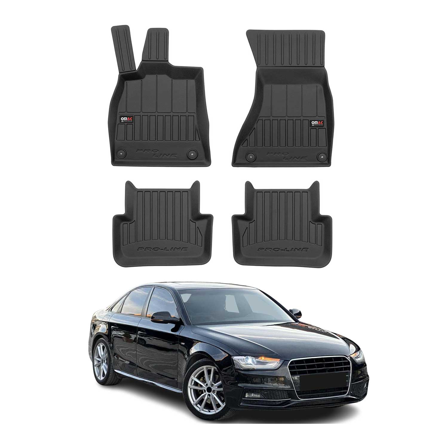 OMAC Tapis de sol caoutchouc pour Audi A4 B8 Berline Break Allroad 2009-2016
