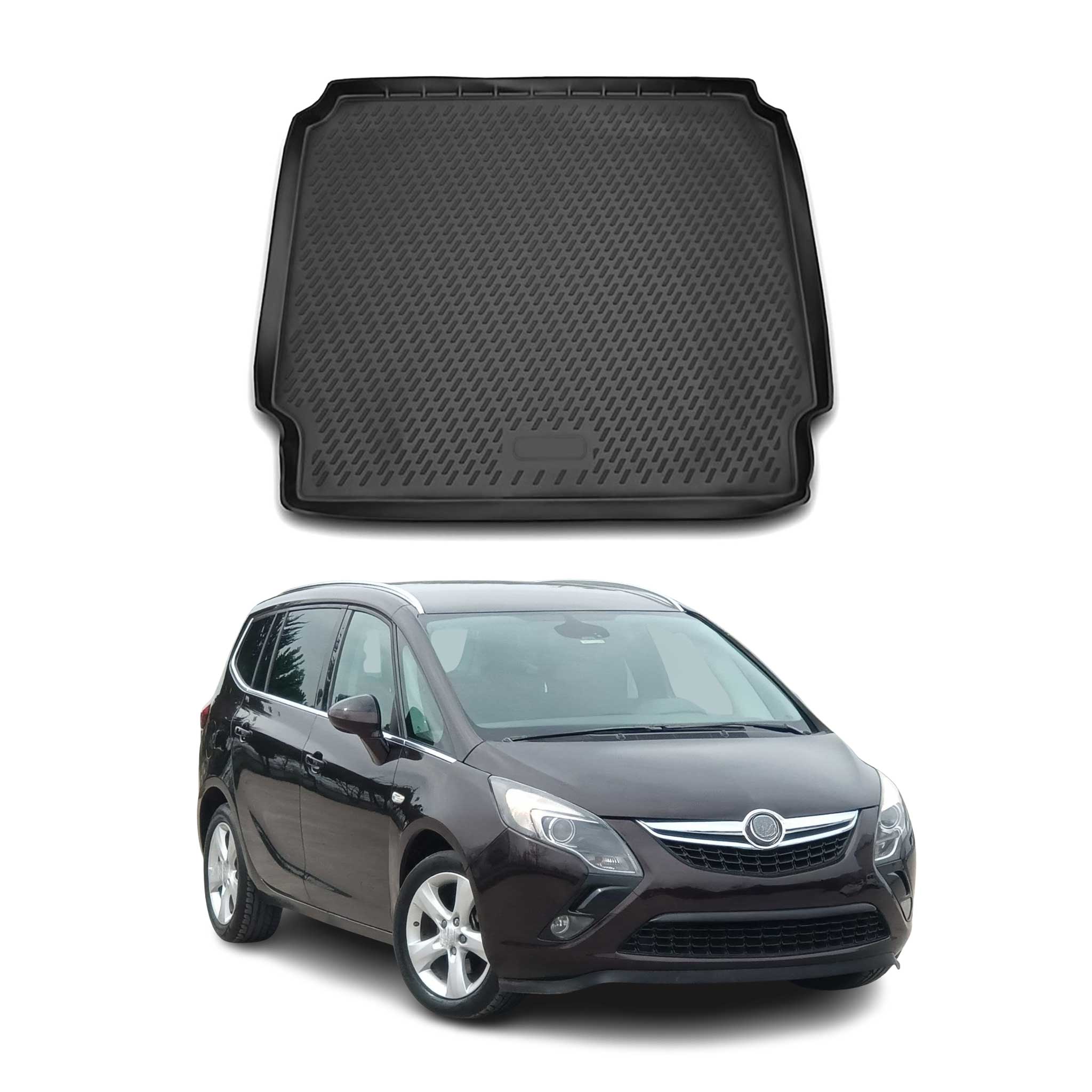 OMAC Tapis de coffre pour Opel Zafira Tourer C 2011-2019 en caoutchouc Noir