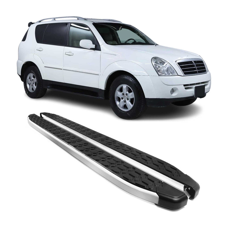 Marchepieds Latéraux pour Ssangyong Rexton 2005-2012 Gris Noir Aluminium 2Pcs