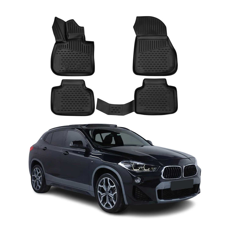 OMAC 3D Tapis de sol pour BMW X2 F39 2018-2023 en caoutchouc Noir