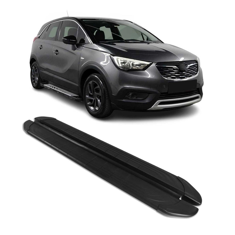 Marchepieds Latéraux pour Opel Crossland X 2017-2024 2Pcs Aluminium Noir