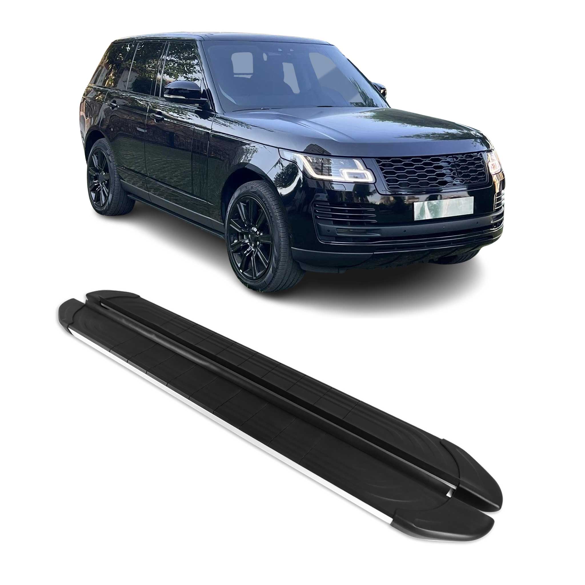 Marchepieds Latéraux pour Range Rover IV Vogue 2012-21 L1 SWB Alu Gris Noir 2Pcs