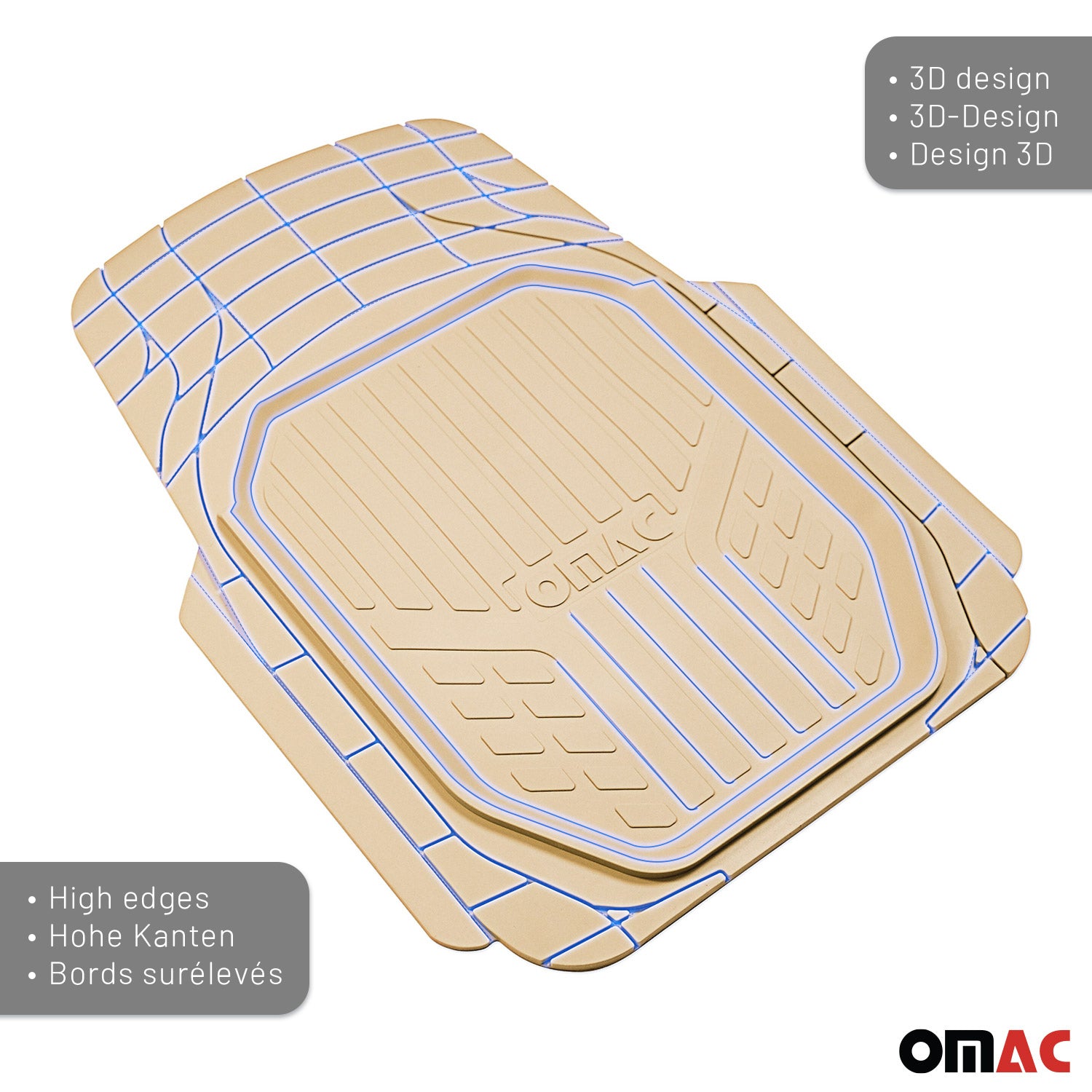 Tapis de Sol de Voiture Imperméable pour Cupra Terramar 2024-2026 Beige 4 pcs