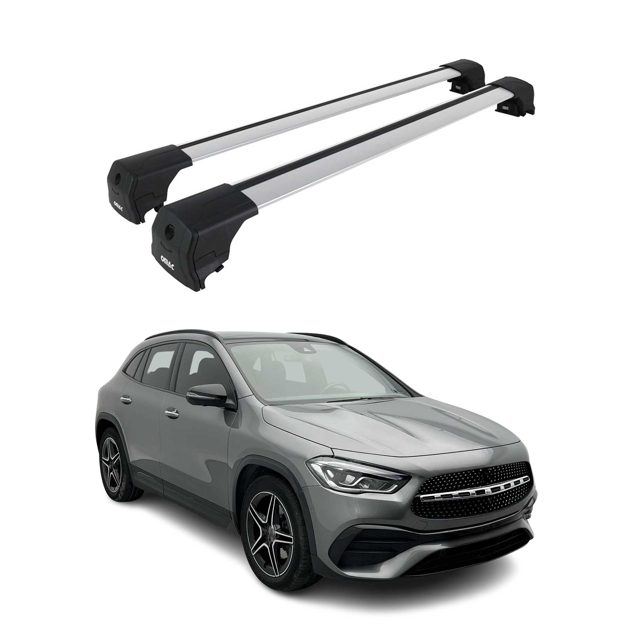 Barres De Toit Transversales pour Mercedes Classe GLA 2020-2025 Alu Gris ABE