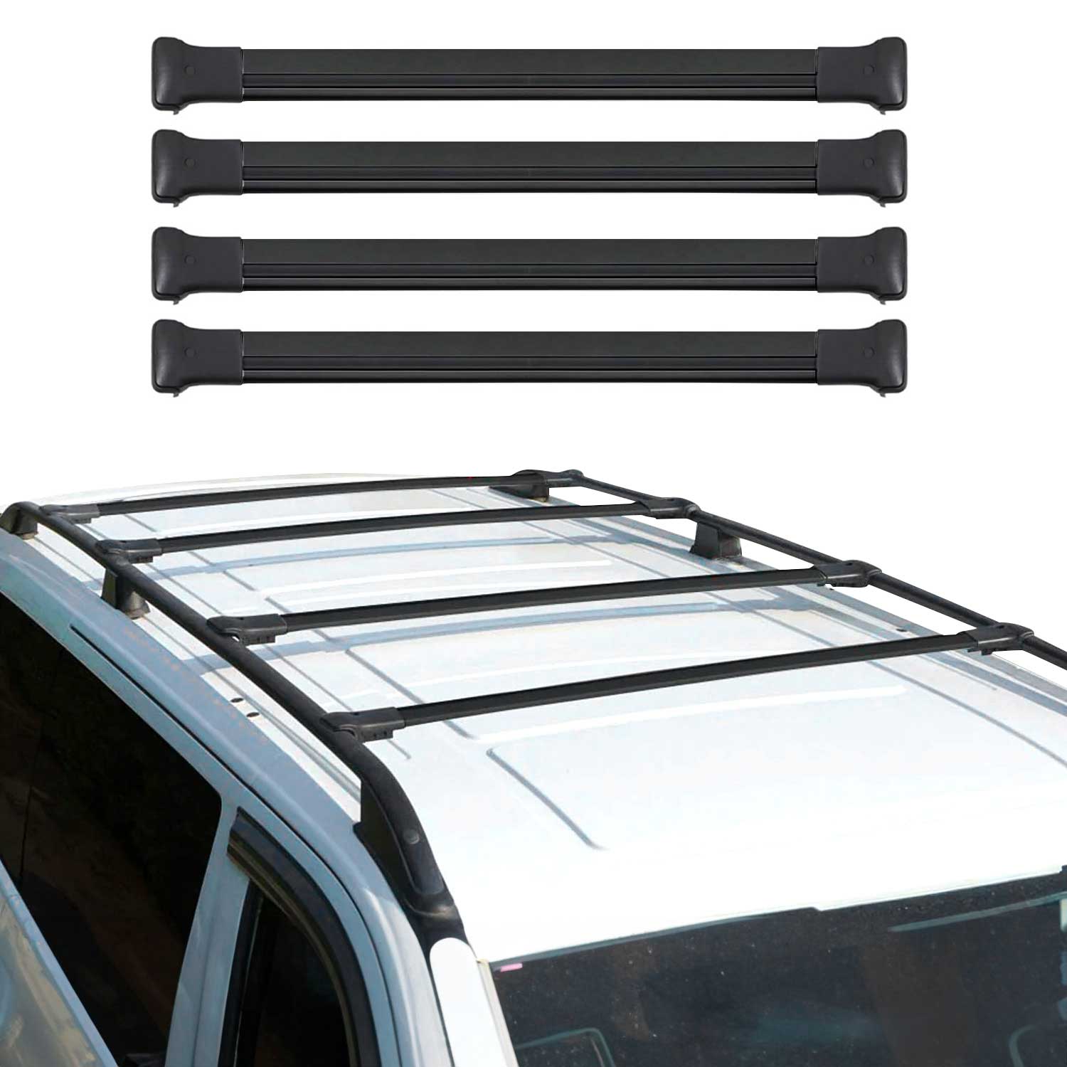 Barres de toit transversales pour Opel Vivaro C / Zafira Life 2019-2026 Noir 4x