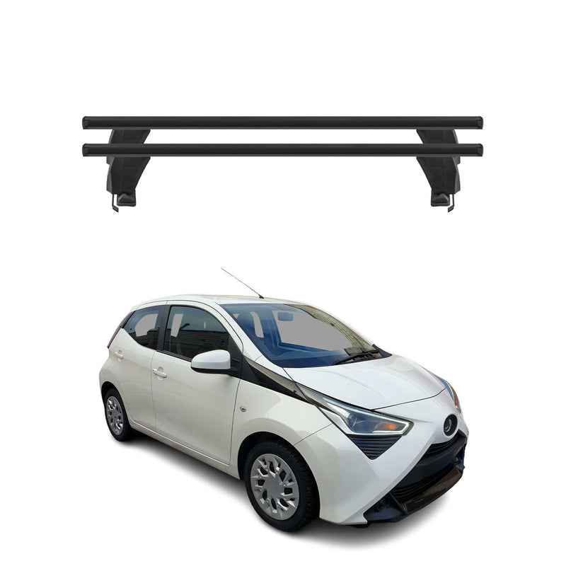 Menabo Barres de toit Transversales pour Toyota Aygo II 2014-2021 Alu Noir ABE