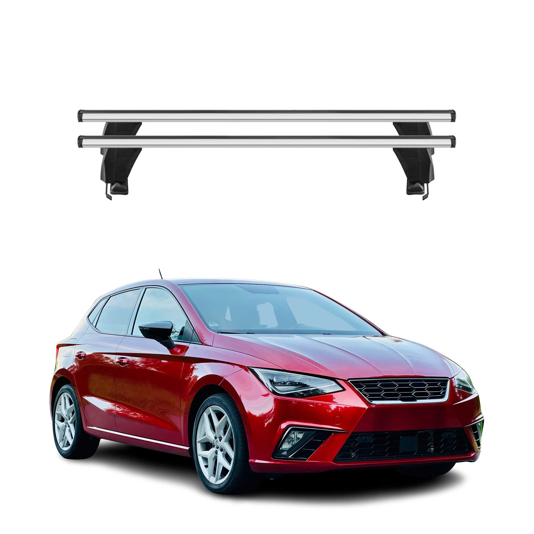 Menabo Barres de toit Transversales pour Seat Ibiza V 2017-2026 Gris ABE 2x