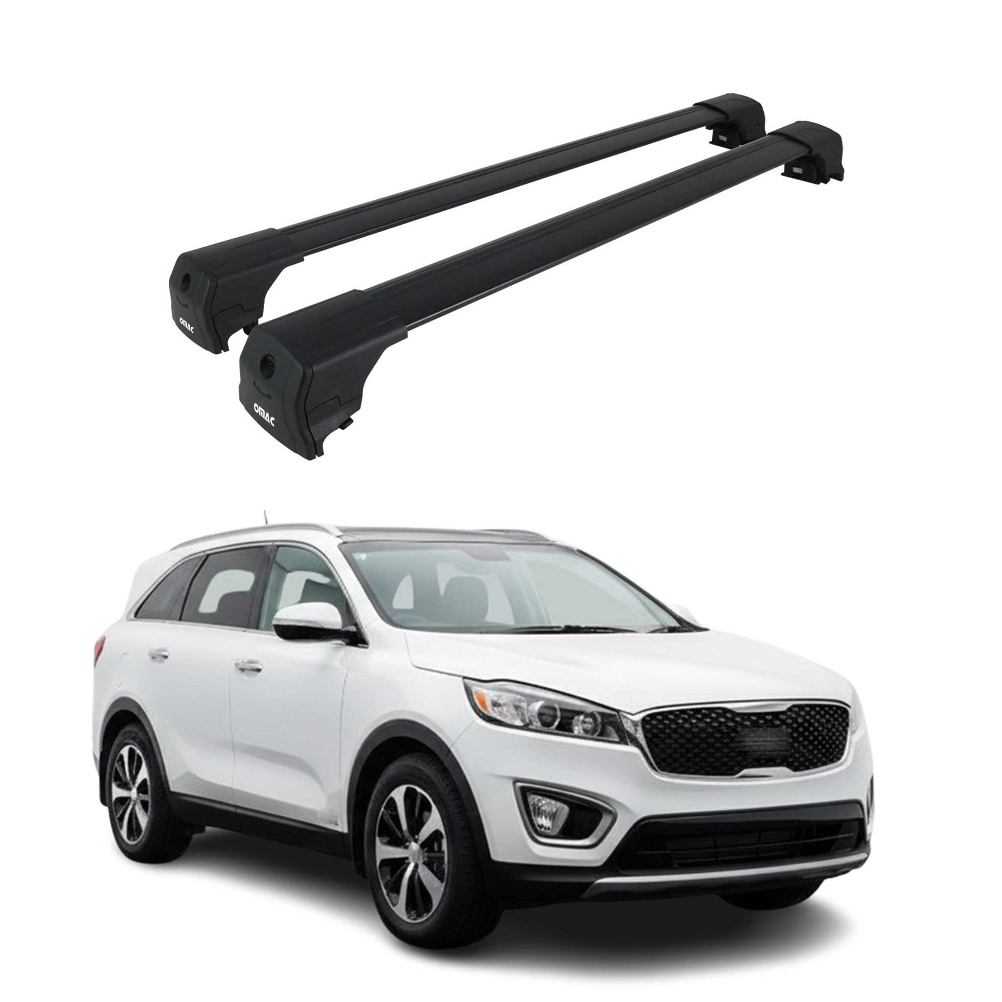 Barres De Toit Transversales pour Kia Sorento mk3 2015-2020 Aluminium Noir 2Pcs