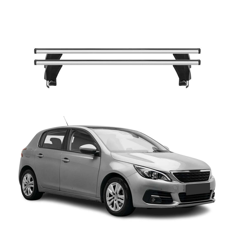 Menabo Barres de toit Transversales pour Peugeot 308 2013-2021 Alu Gris 2x ABE