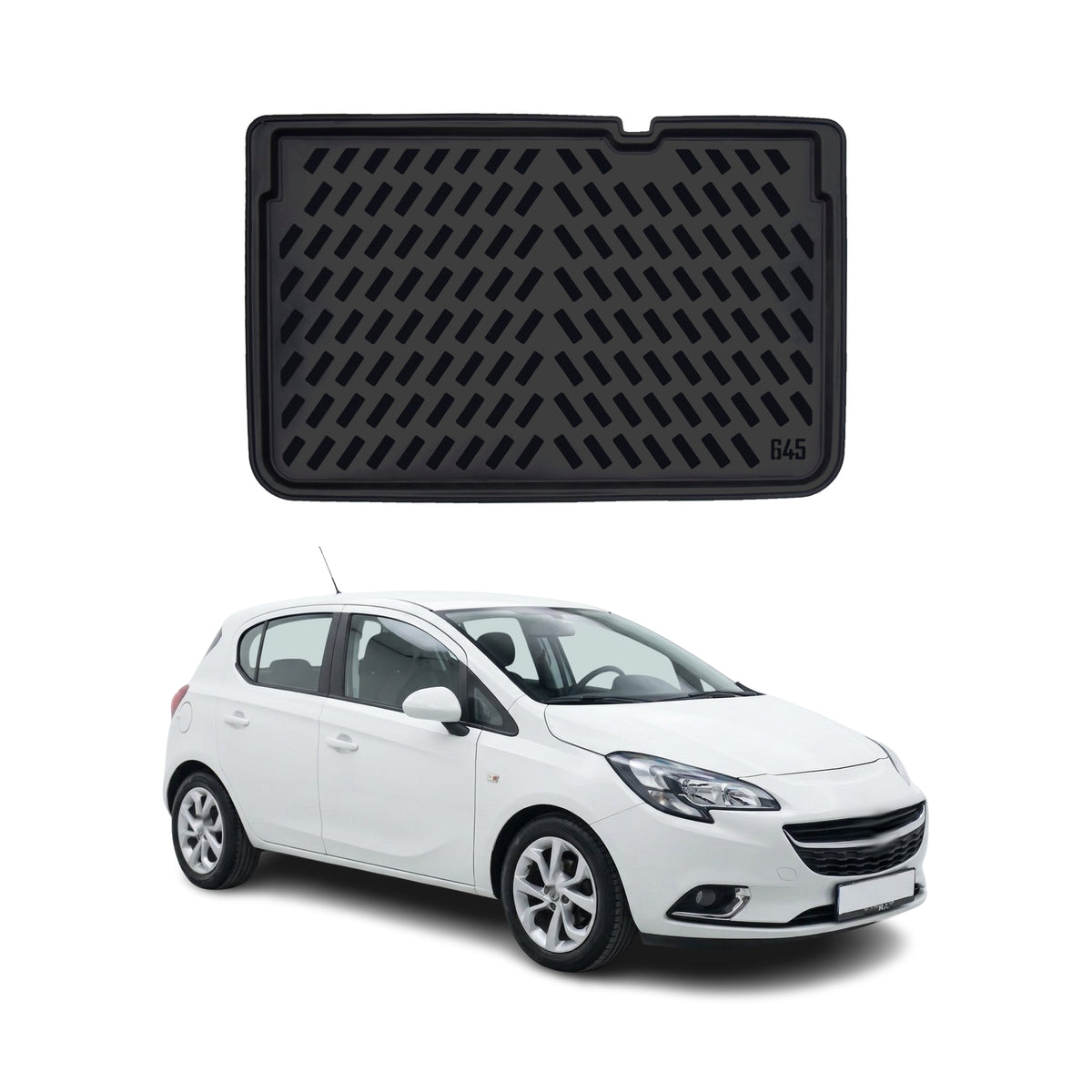 Tapis de coffre pour Opel Corsa E 2014-2019 Noir 3D en Caoutchouc TPE