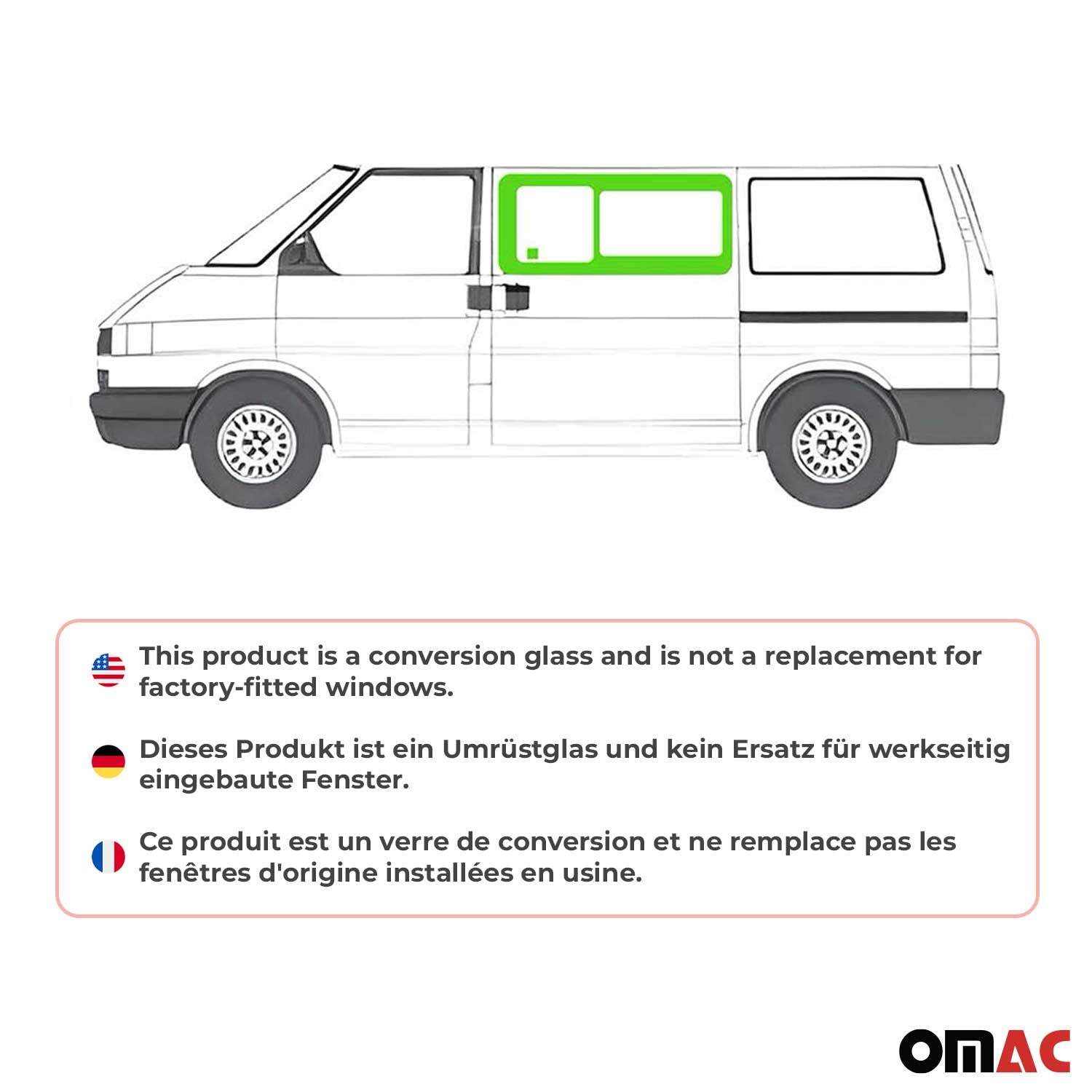 Vitre de Porte pour VW Transporter T4 1990-2003 L1/L2 Avant Gauche Coulissante