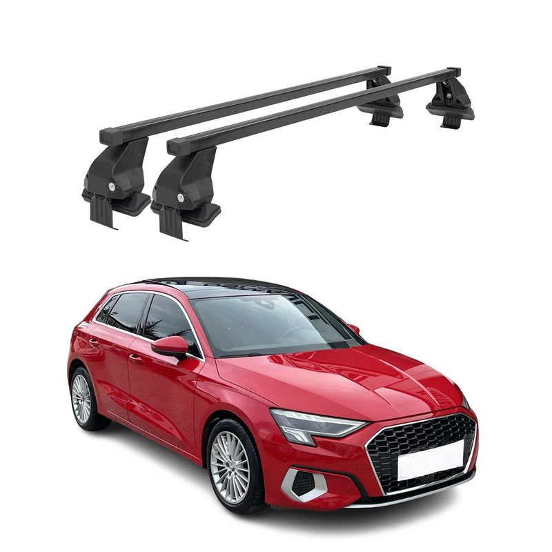 Menabo Barres de toit Transversales pour Audi A3 8Y Sportback 2020-2025 Noir 2x