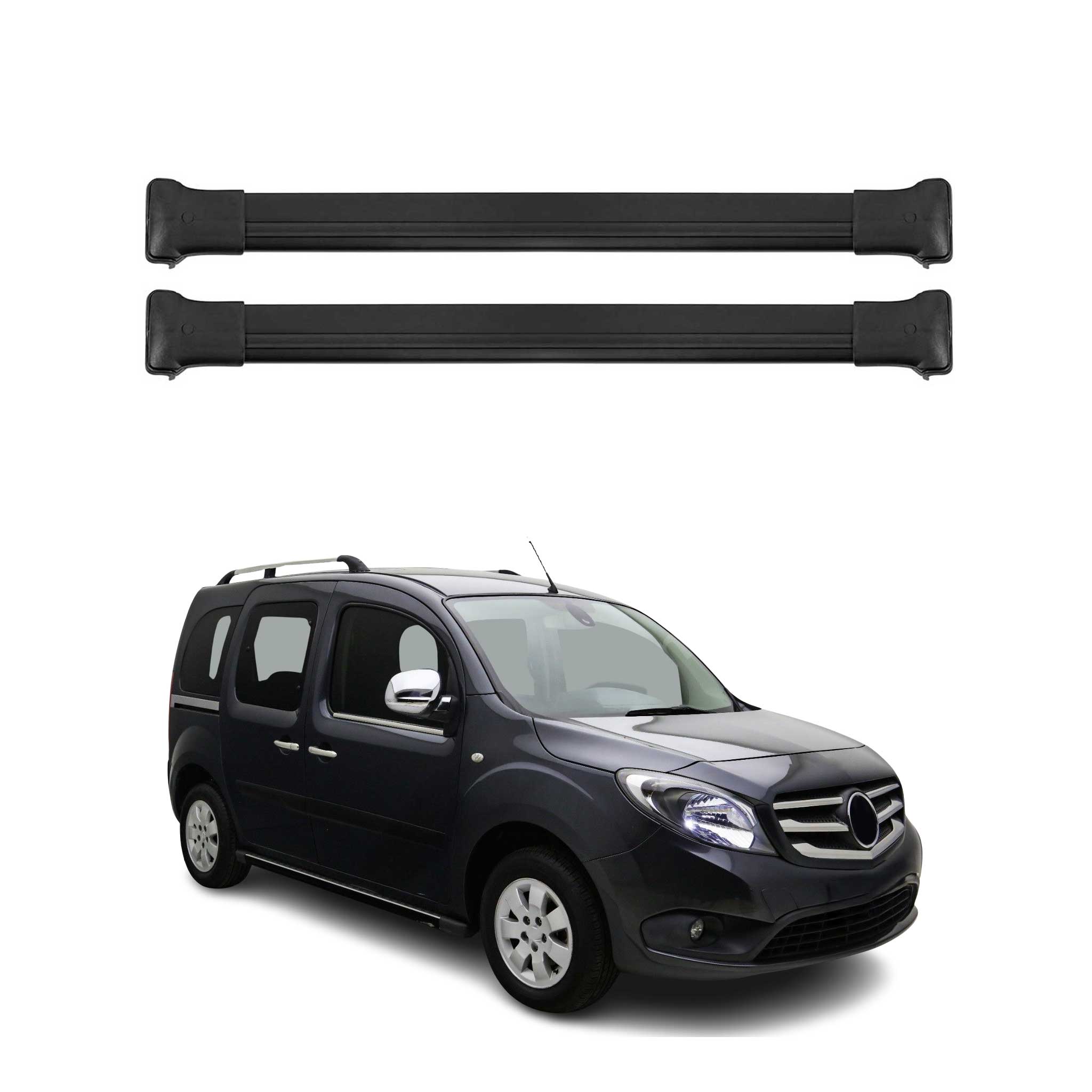 Barres De Toit Transversales pour Mercedes Citan 2012-2021 Alu Noir 2x