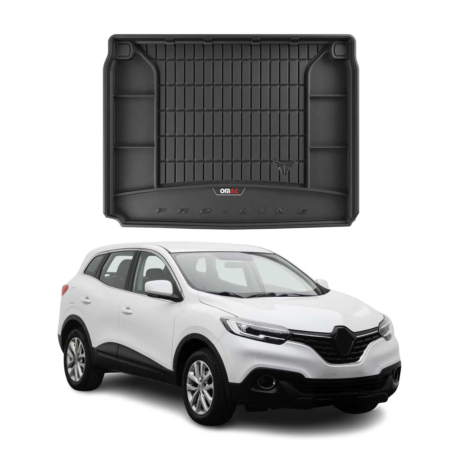 OMAC Tapis de coffre pour Renault Kadjar 2015-2022 en caoutchouc Noir