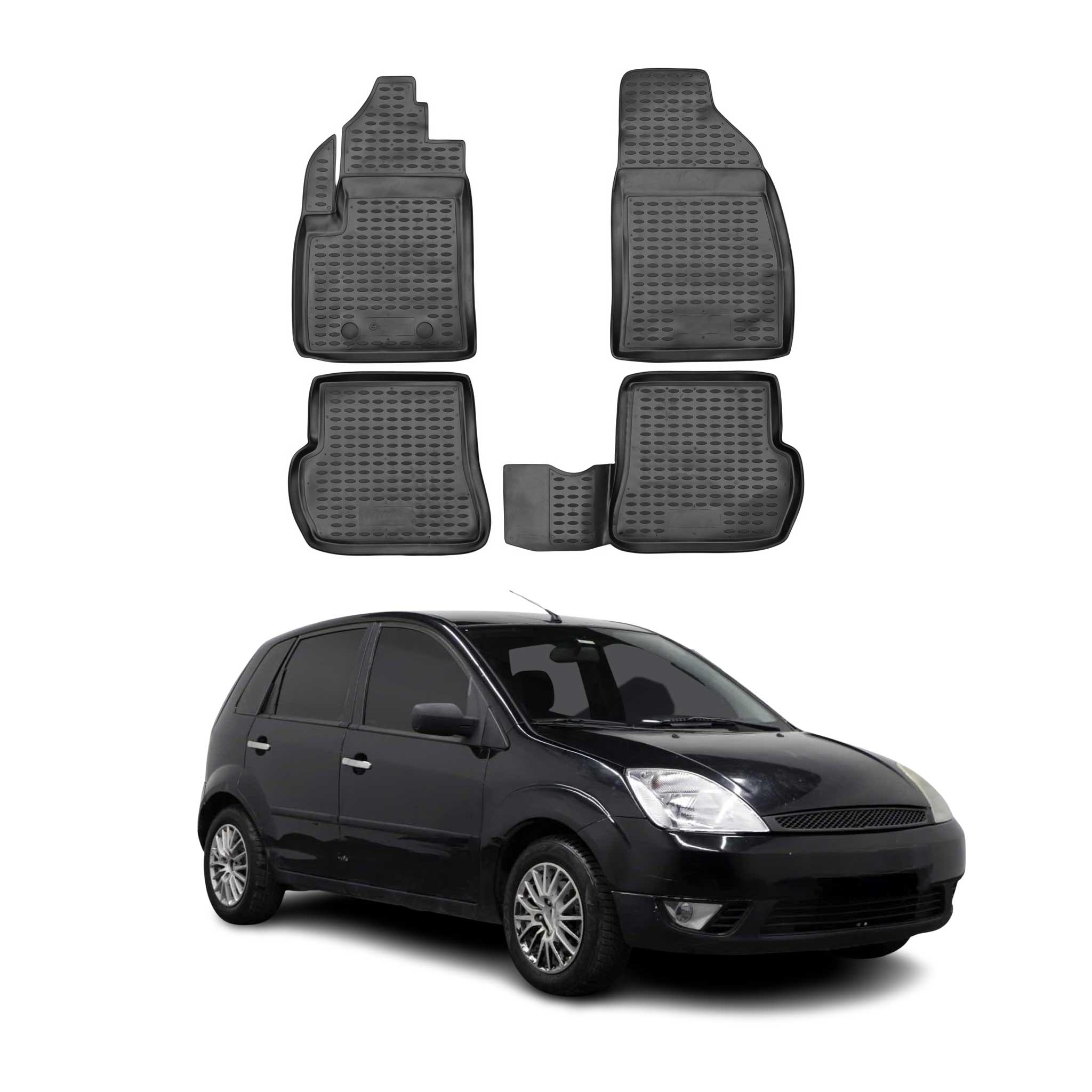 Tapis de sol pour Ford Fiesta V 2005-2008 en caoutchouc TPE 3D Noir 4Pcs