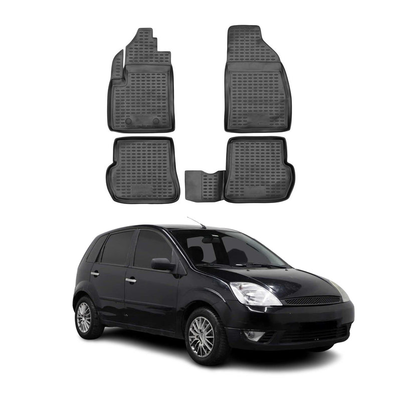 Tapis de sol pour Ford Fiesta V 2005-2008 en caoutchouc TPE 3D Noir 4Pcs