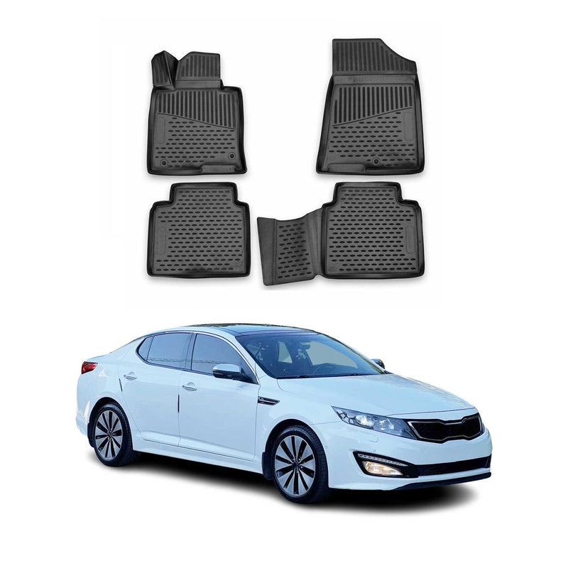 Tapis De Sol Pour Kia Optima 2014-2016 En Caoutchouc TPE 3D Noir 4Pcs