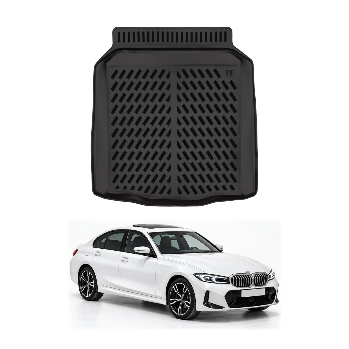 Tapis de coffre pour BMW 3 Série G20 2019-2026 Noir 3D en Caoutchouc TPE