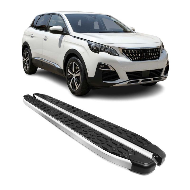Marchepieds Latéraux pour Peugeot 3008 2016-2024 Gris Noir Aluminium 2Pcs