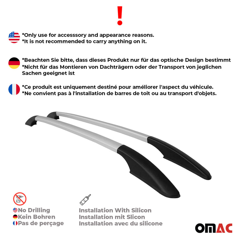 Barres de toit longitudinales pour Fiat Grande Punto 2005-2009 en Alu gris