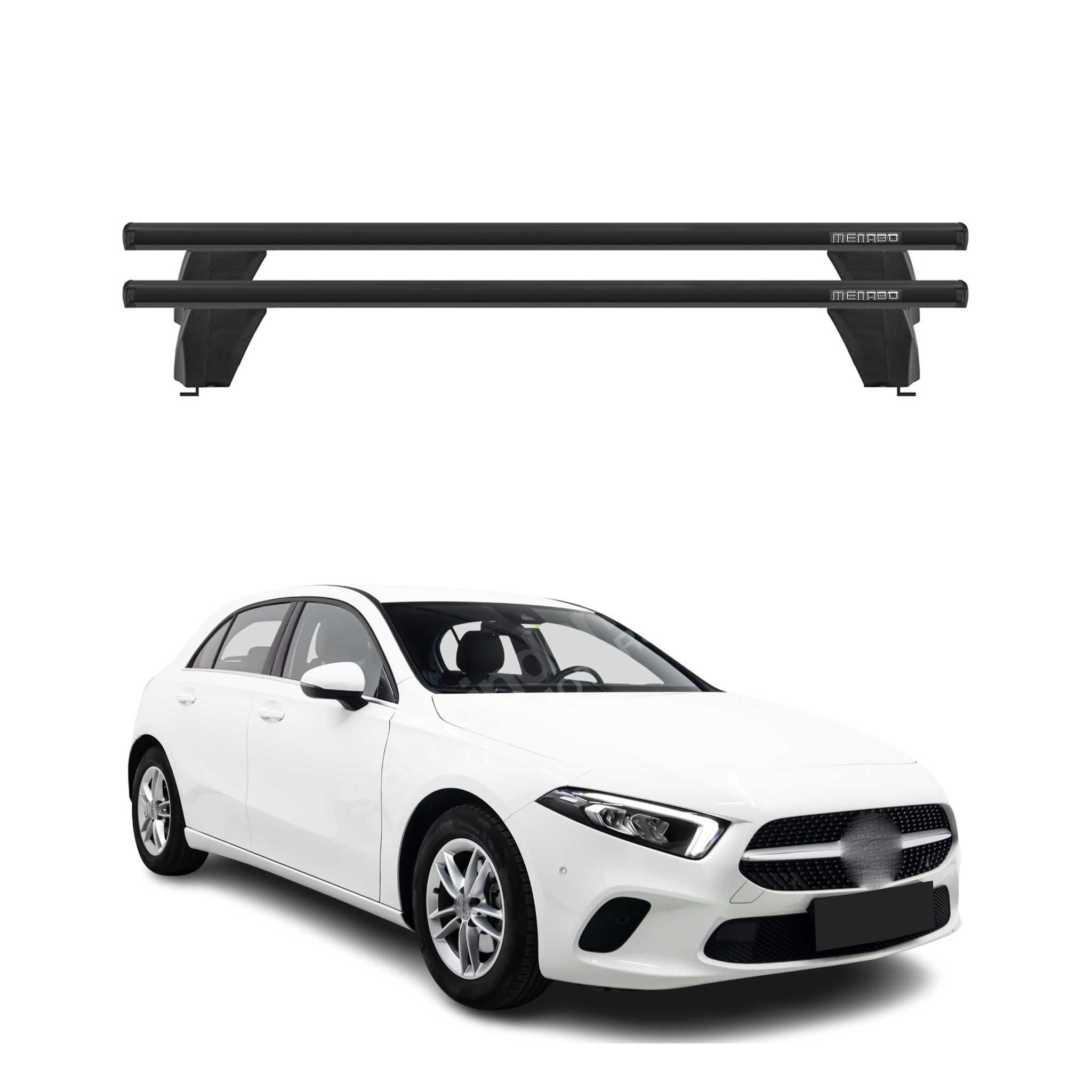 Menabo Barres de toit Transversales pour Mercedes Classe A W177 2018-2026 Noir