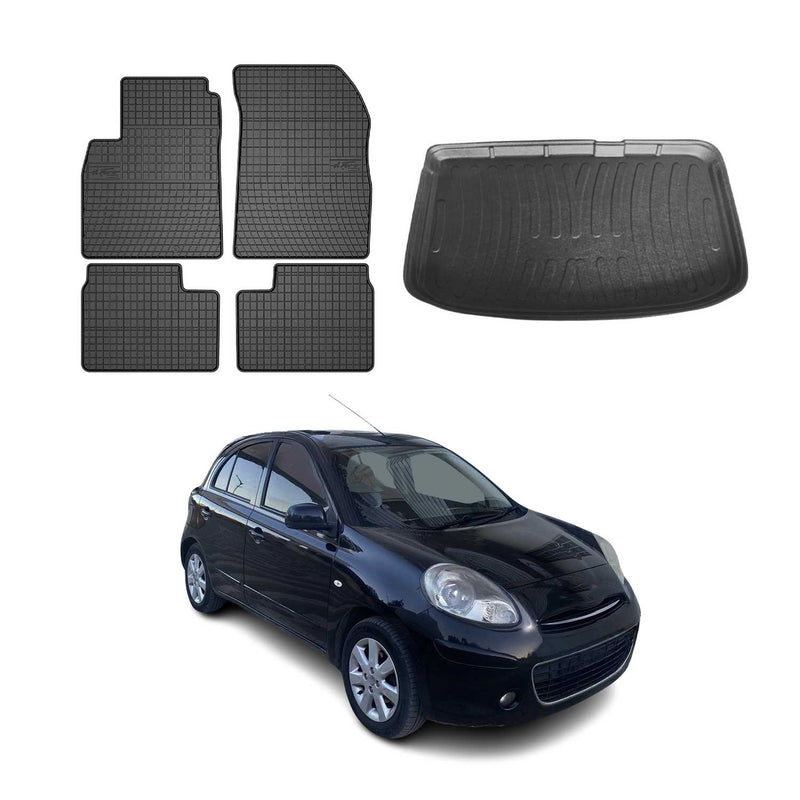Kit Tapis de sol et coffre pour Nissan Micra IV K13 2010-2017 TPE Noir