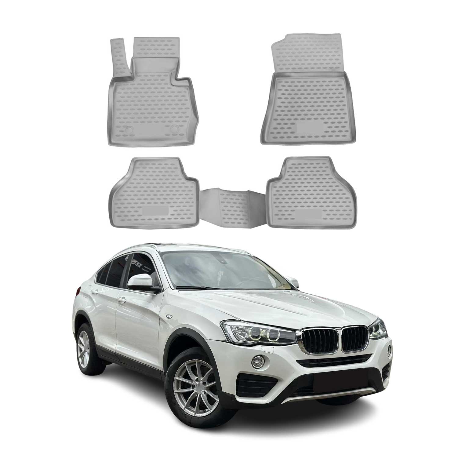 OMAC 3D Tapis de sol pour BMW X4 F26 2014-2018 caoutchouc TPE Gris 4Pcs