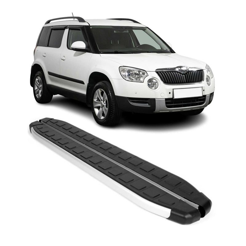 Marchepieds Latéraux pédale pour Skoda Yeti 2009-2017 Aluminium Noir Gris 2Pcs