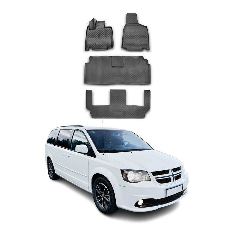 2008-2020 Dodge Grand Caravan/Voyager OMAC Tapis de sol en caoutchouc Noir 4x