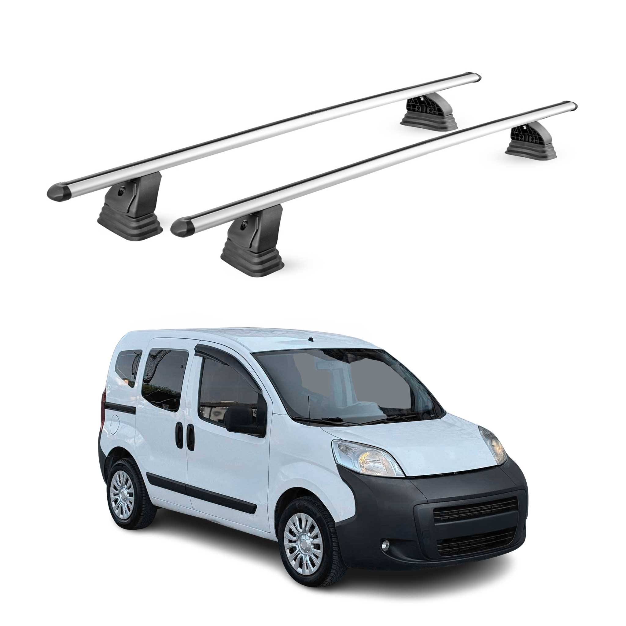 Barres de toit transversales Alu pour Peugeot Bipper 2007-2016 TÜV 75 kg Gris 2x
