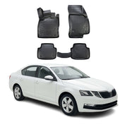 Tapis de sol pour Skoda Octavia 2017-2020 Noir 3D en Caoutchouc TPE 4Pcs