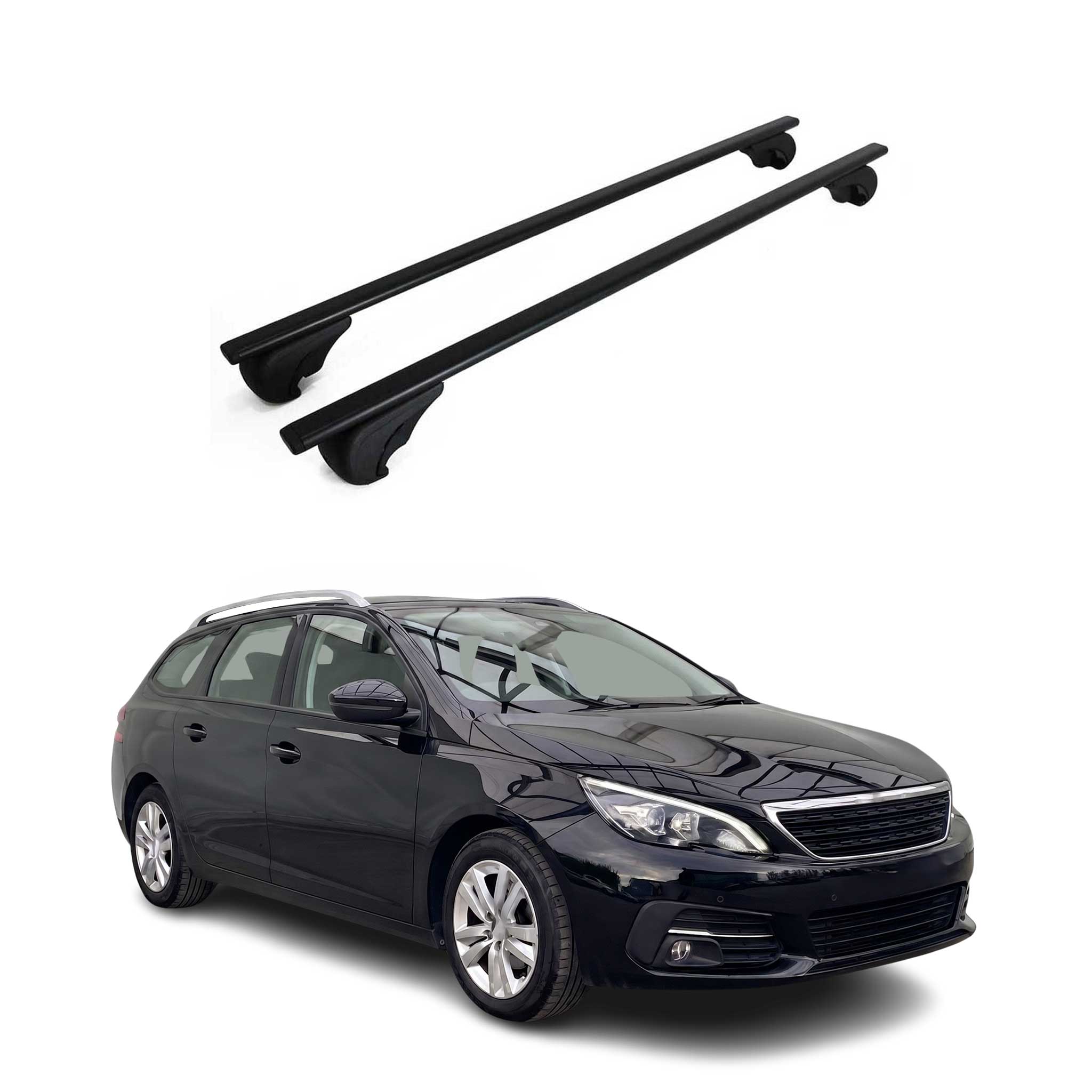 Barres de toit Transversales pour Peugeot 308 II Kombi 2013-2021 Fer Noir 2Pcs