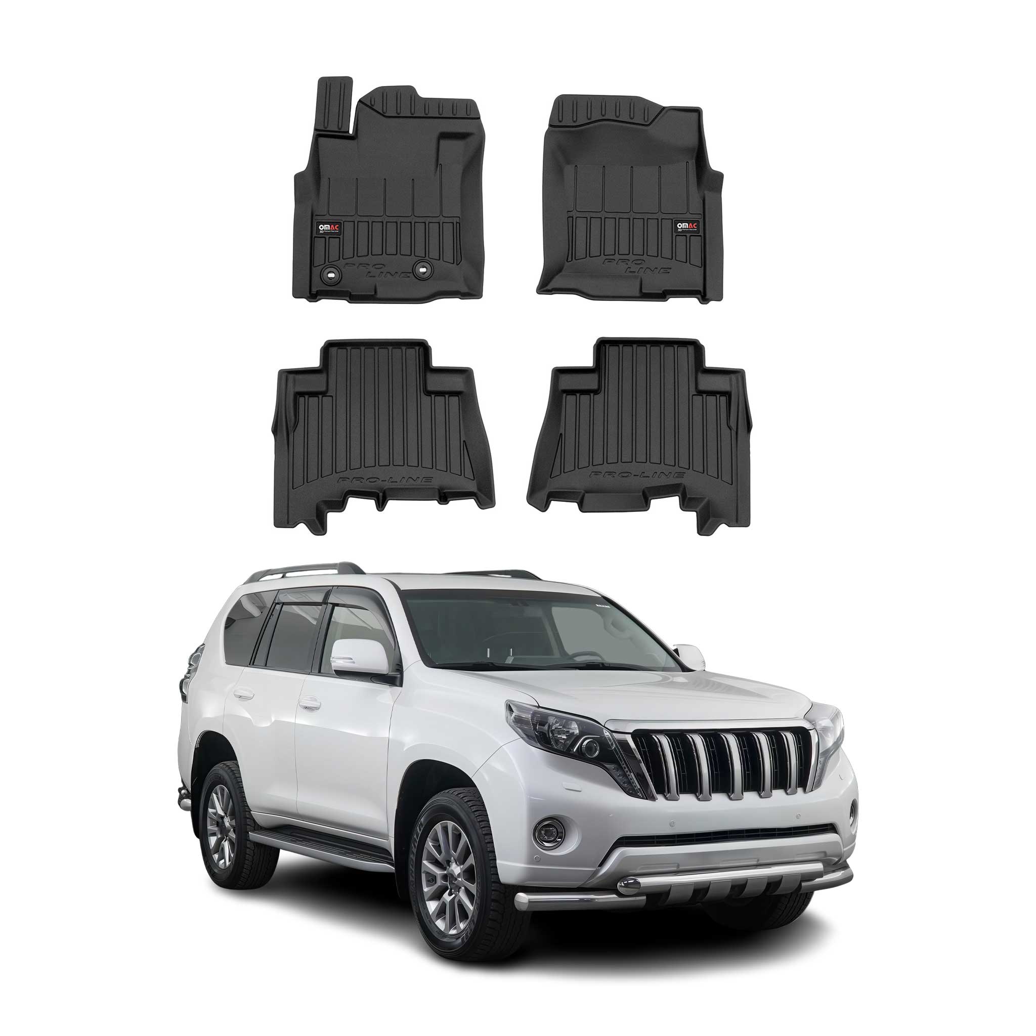 OMAC Tapis de sol en caoutchouc pour Toyota Land Cruiser Prado 2009-2023 Premium